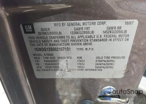 2008 Chevrolet Trailblazer Lt from USA, damaged, VIN 1GNDS13S882167101